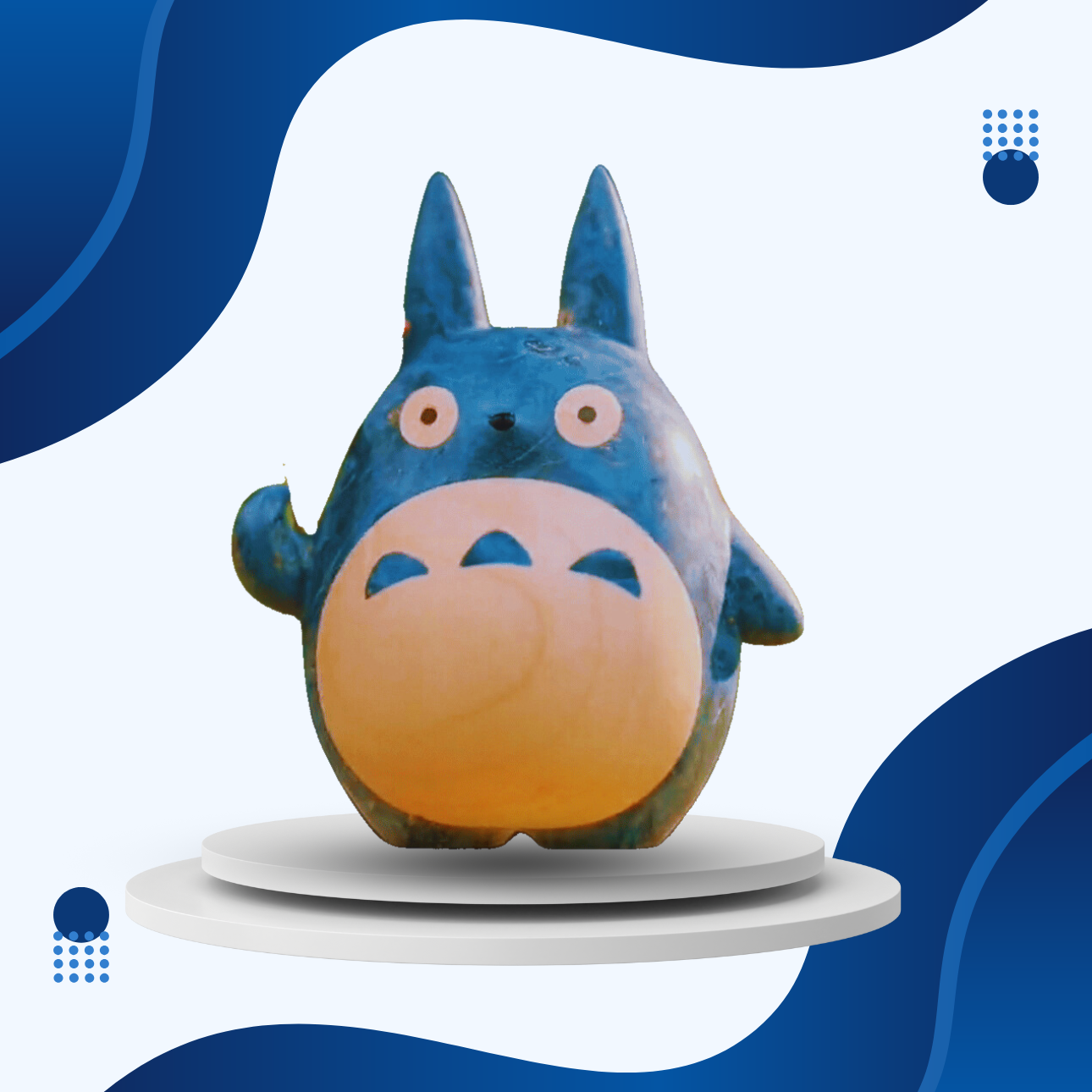 Original Hand-carved Wooden Craft Levitating Blue Totoro