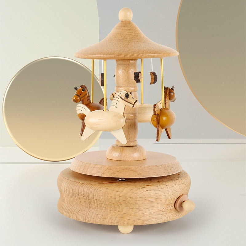 Handmade Wooden Craft Carousel - A Natural and Original Rotating Gift for Family and Friends