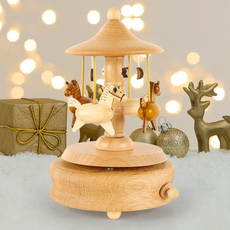 Handmade Wooden Craft Carousel - A Natural and Original Rotating Gift for Family and Friends