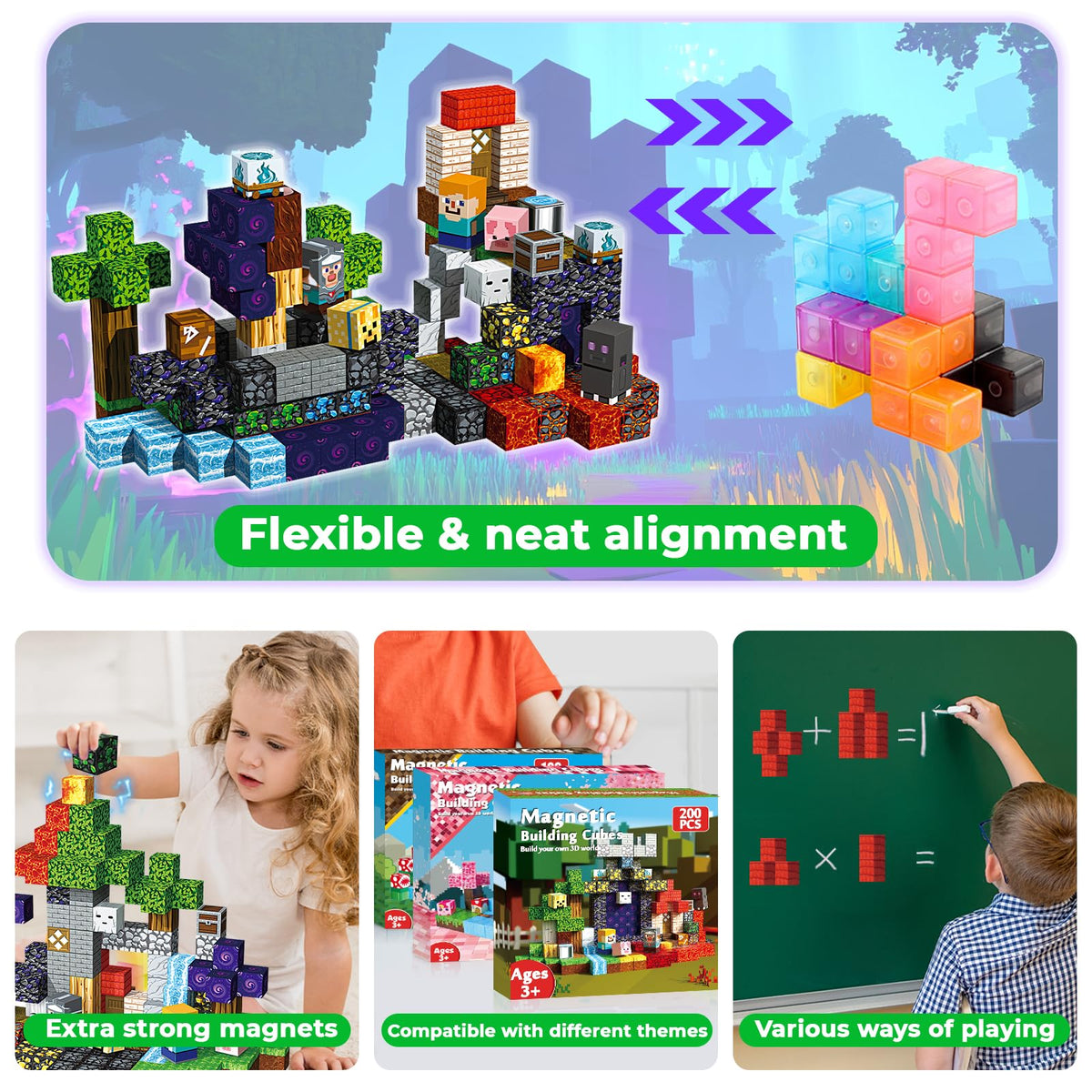Minecraft Magnet Block Magnetic Building Blocks – Minecraft-Inspired Magnet Cubes for Kids