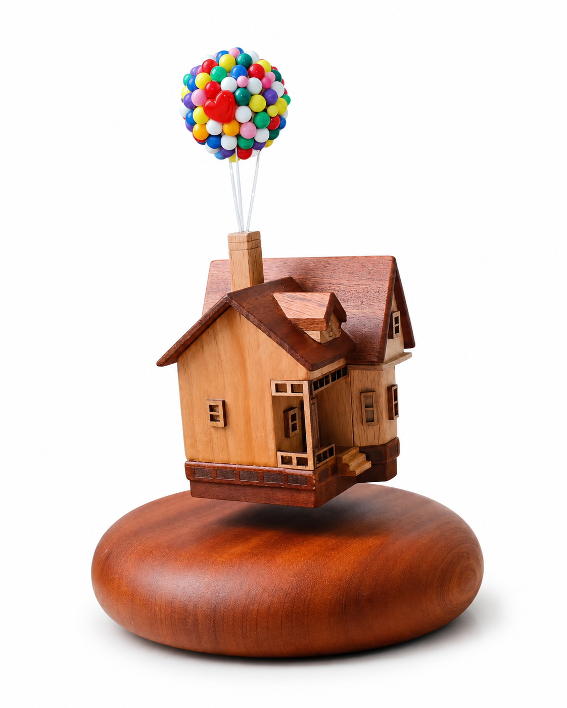 Up-Inspired Magnetic Levitating House Ornament – Floating Wooden Balloon House, Unique Home Decor Gift for Dreamers